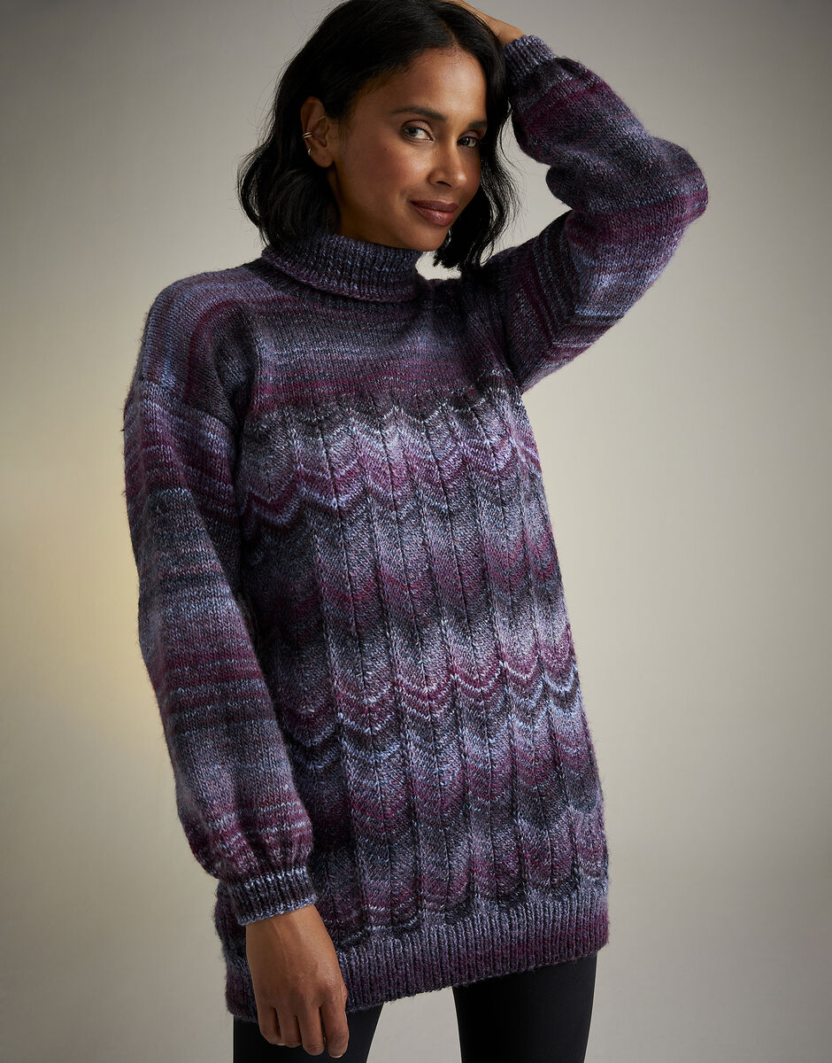 Night Blooming Roll Neck Knitting Pattern - Sirdar