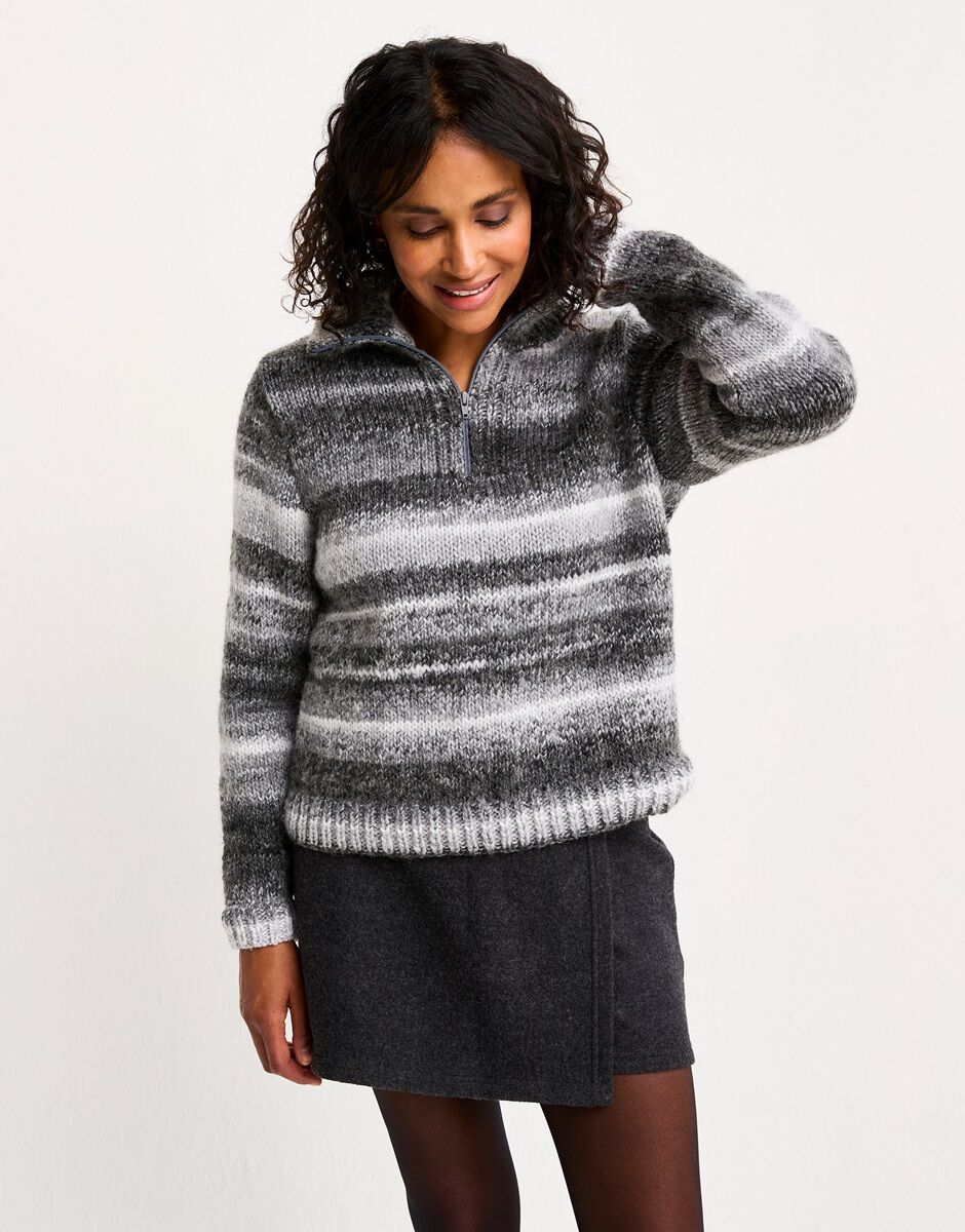 Quartz Zip Collar Pullover Knitting Pattern - Sirdar