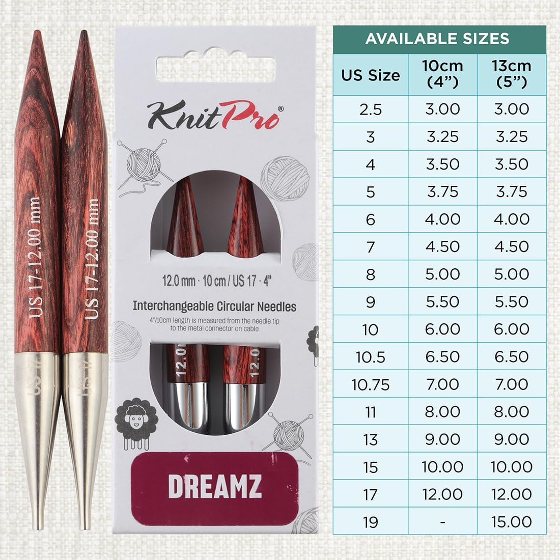 Knitter’s Pride Pro Dreamz Interchangeable Circular Needles (5") (3mm–15mm)