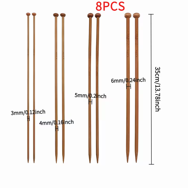 Bamboo Knitting Needle Set (4 Sets) 3–6 mm 35 cm Kit