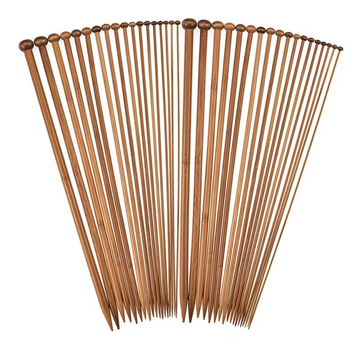 Bamboo Single-Point Knitting Needle Set (18 Sets) 2.0–10.0 mm 25 cm Beginner Kit