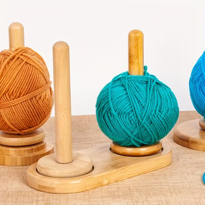 Dual Wooden Yarn Ball Holder - Smooth Spinning