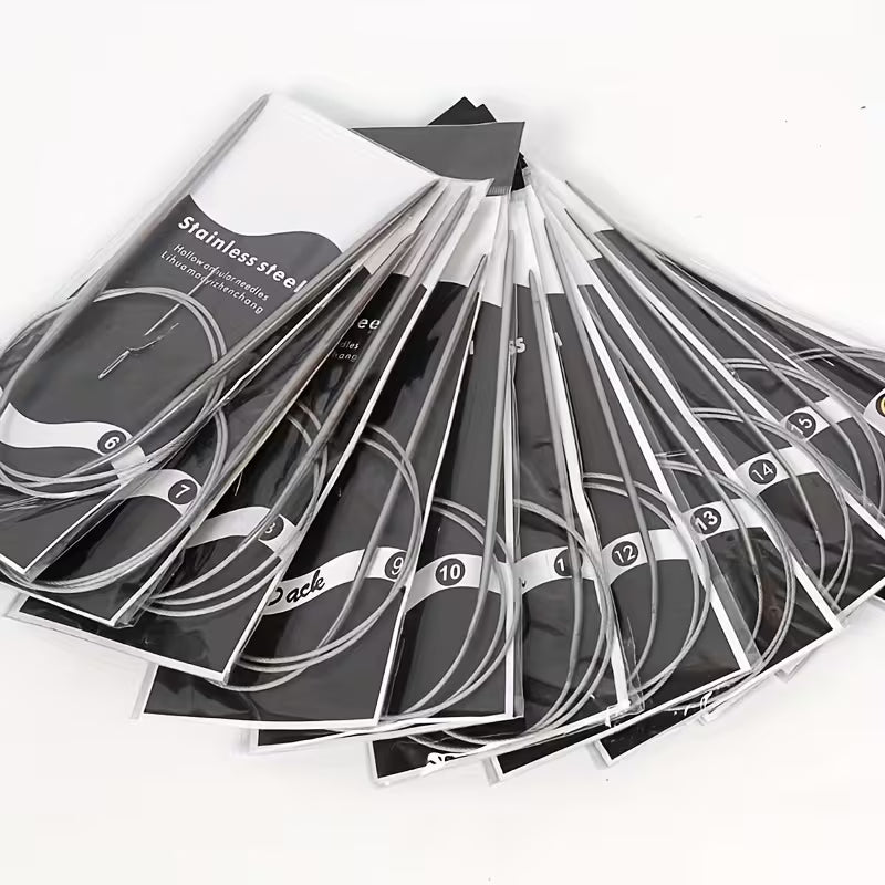 Stainless Steel Fixed Circular Knitting Needle 11pc Set (1.5mm - 5.0mm)
