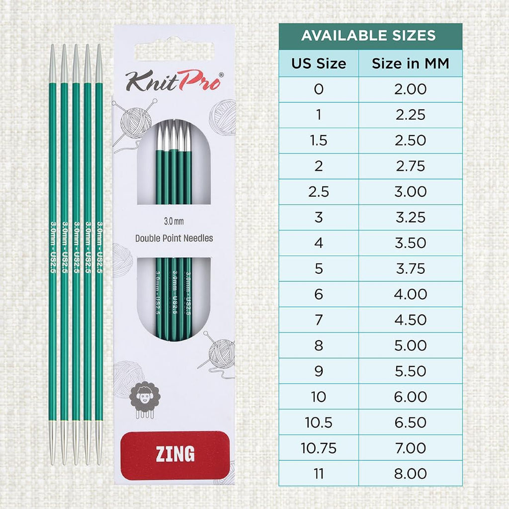 Knitter’s Pride Pro Zing Double Pointed Needles (6") (2mm–8mm)