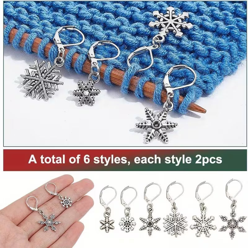 Winter Spark Snowflake Stitch Markers (12pc)