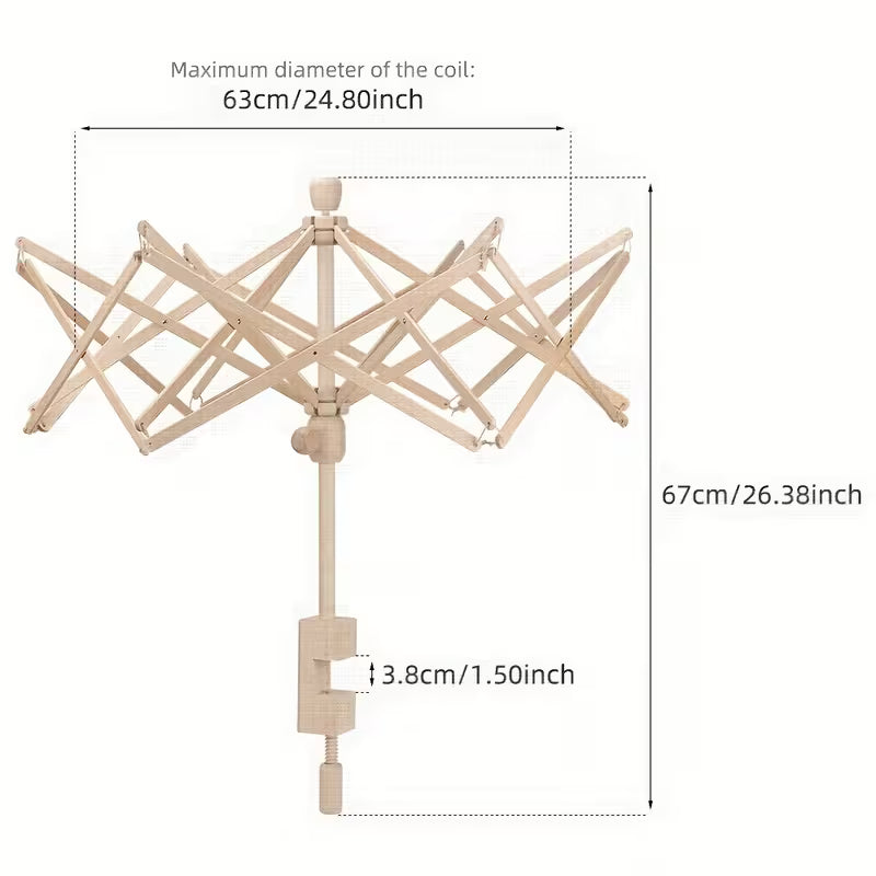 Wooden Umbrella Swift - Adjustable Yarn Swift